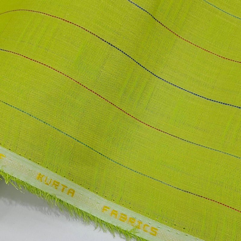 Shirt n Kurta Fabric Stiff Pure Cotton Broad Lining Premium Colour Lemon Green