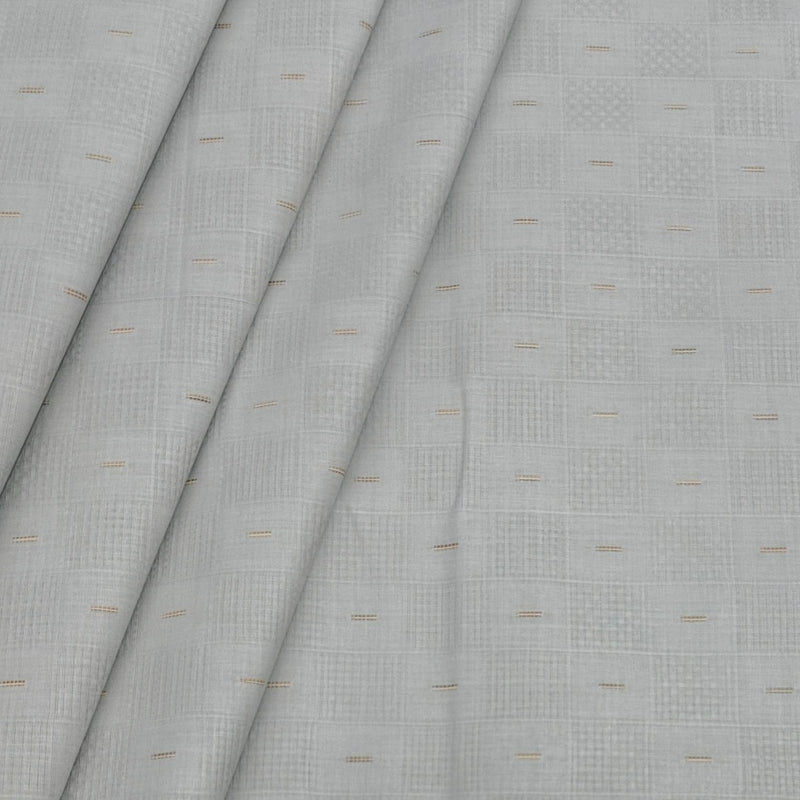 Shirt n Kurta Fabric Stiff Pure Cotton Jacquard Premium Colour Silver Grey