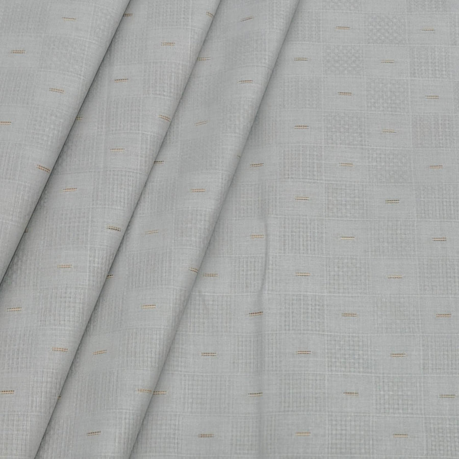 Shirt n Kurta Fabric Stiff Pure Cotton Jacquard Premium Colour Silver Grey