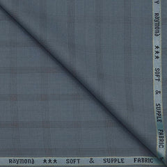 Suit Fabric Raymond Poly Viscose Broad Check Color Glaucous Blue