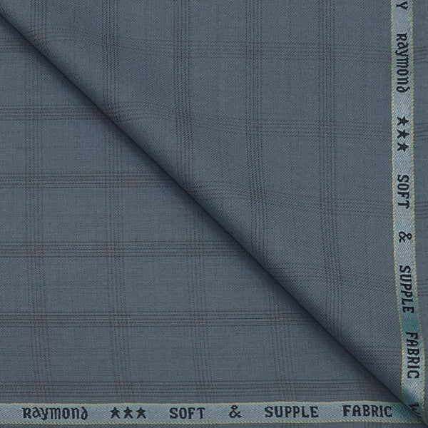 Suit Fabric Raymond Poly Viscose Broad Check Color Glaucous Blue