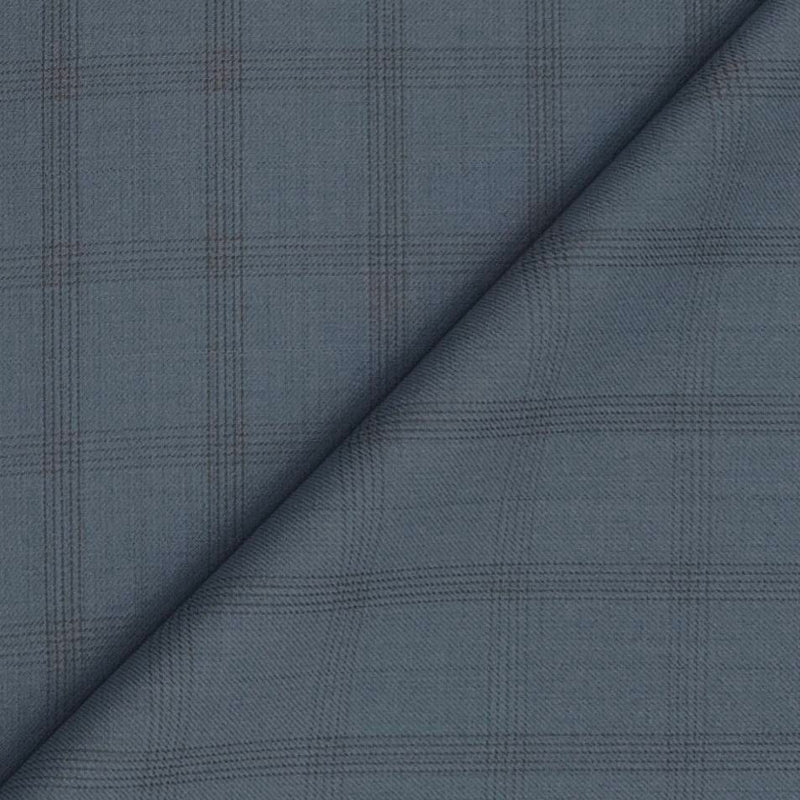 Suit Fabric Raymond Poly Viscose Broad Check Color Glaucous Blue
