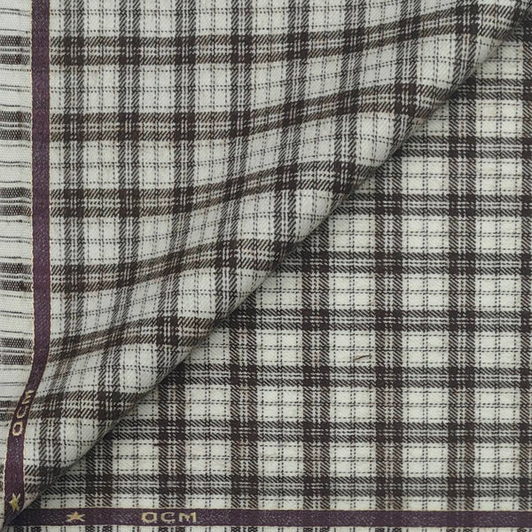 Warm Shirt Fabric Ocm Mix Check Colour Brown N White