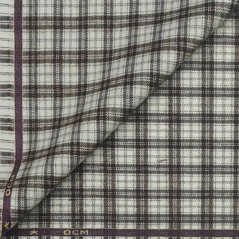 Warm Shirt Fabric Ocm Mix Check Colour Brown N White