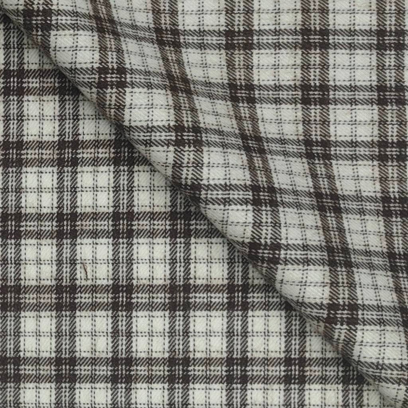 Warm Shirt Fabric Ocm Mix Check Colour Brown N White
