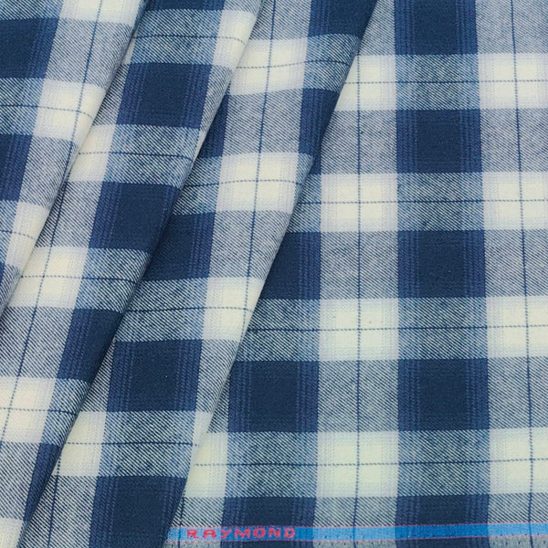 Warm Shirt Fabric Raymond Broad Check Colour Space Blue N White Plaid