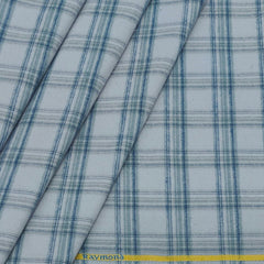 Warm Shirt Fabric Raymond Broad Check Colour Off White N Blue