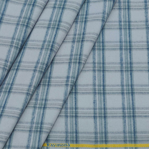 Warm Shirt Fabric Raymond Broad Check Colour Off White N Blue