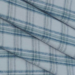 Warm Shirt Fabric Raymond Broad Check Colour Off White N Blue