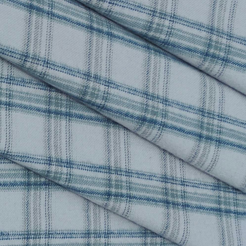 Warm Shirt Fabric Raymond Broad Check Colour Off White N Blue