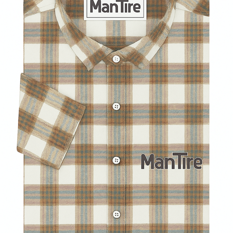Warm Shirt Fabric Raymond Broad Check Colour Light Brown N Off White