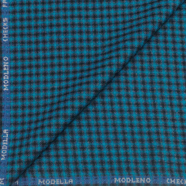 Warm Shirt Fabric Modella Small Check Colour Firozi Blue