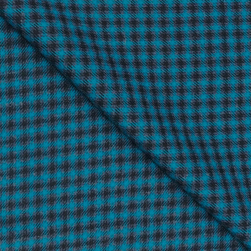 Warm Shirt Fabric Modella Small Check Colour Firozi Blue