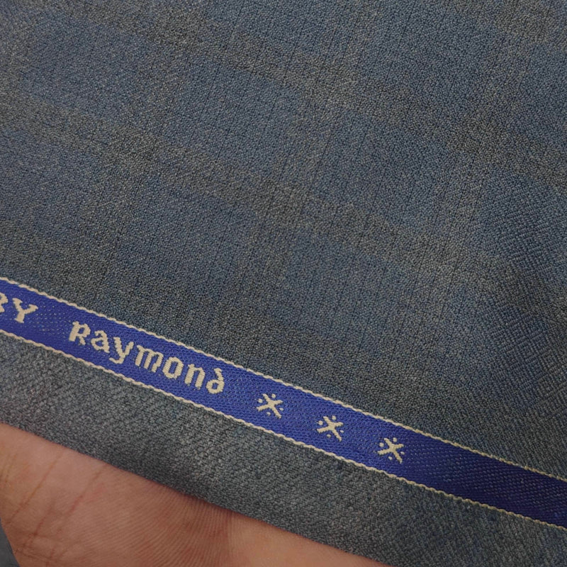 Trouser Fabric Raymond Poly Viscose Self Check Colour Bluish Grey
