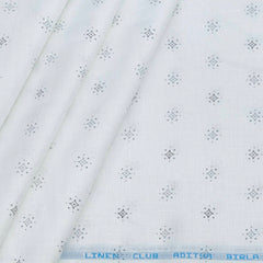 Shirt Fabric Linen Club Pure Linen Printed Colour White