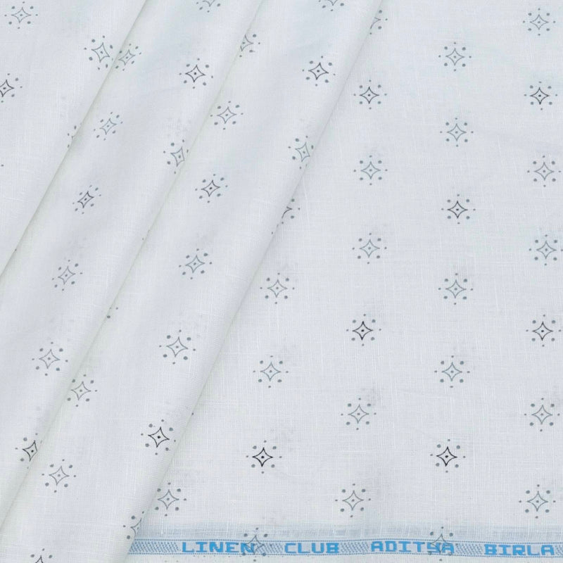 Shirt Fabric Linen Club Pure Linen Printed Colour White