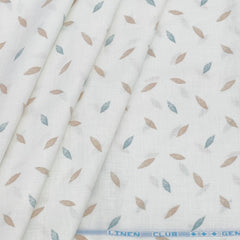 Shirt Fabric Linen Club Pure Linen Printed Colour Sea Green N White