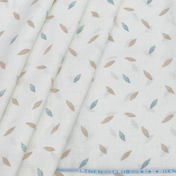 Shirt Fabric Linen Club Pure Linen Printed Colour Sea Green N White