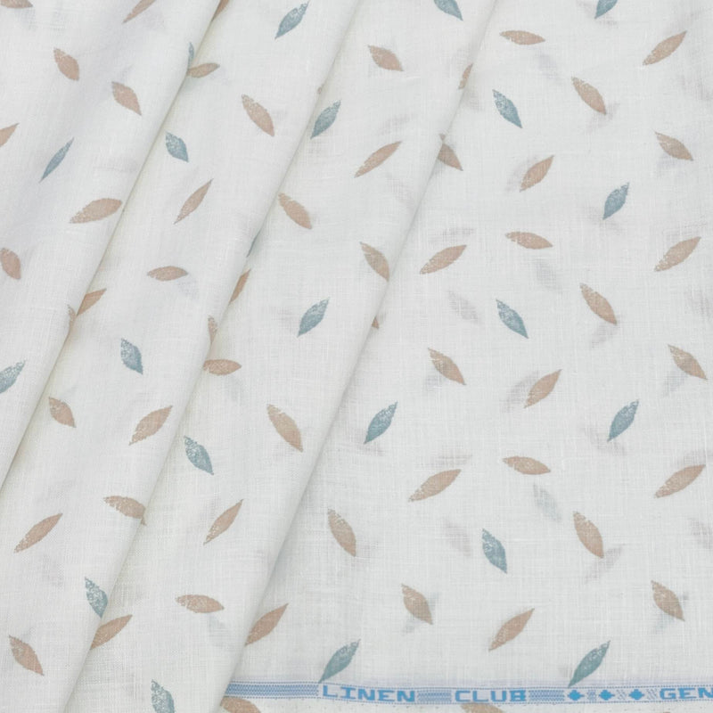 Shirt Fabric Linen Club Pure Linen Printed Colour Sea Green N White