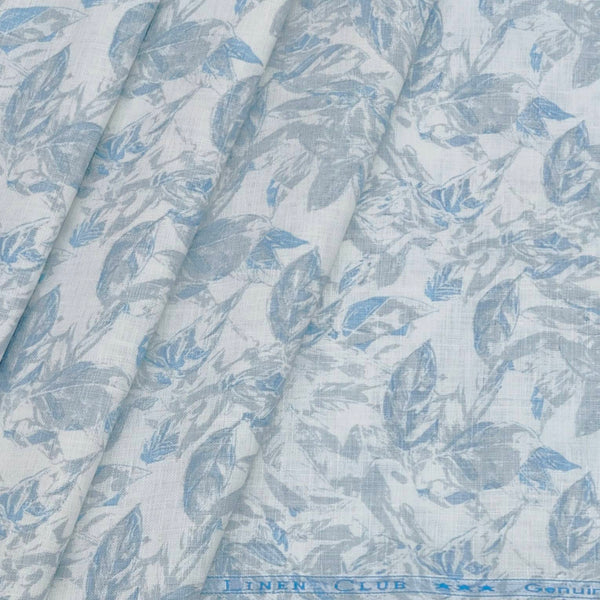 Shirt & Kurta Fabric Linen Club Pure Linen Printed Colour Blue N Grey