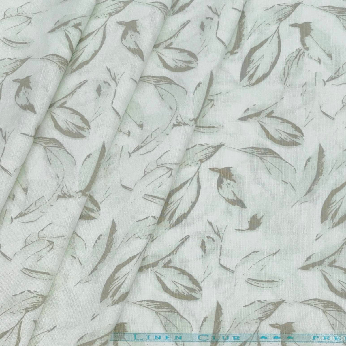 Shirt Fabric Linen Club Linen Cotton Mix Printed Colour Light Green N Off White