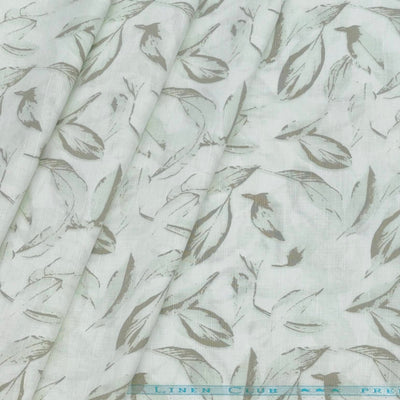 Shirt Fabric Linen Club Linen Cotton Mix Printed Colour Light Green N Off White