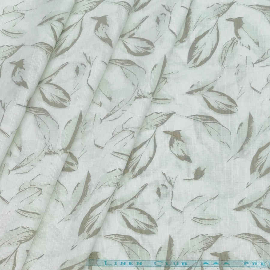 Shirt Fabric Linen Club Linen Cotton Mix Printed Colour Light Green N Off White