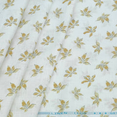 Shirt & Kurta Fabric Linen Club Pure Linen Printed Colour Golden N White