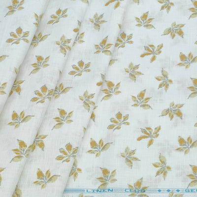 Shirt Fabric Linen Club Pure Linen Printed Colour Golden N White