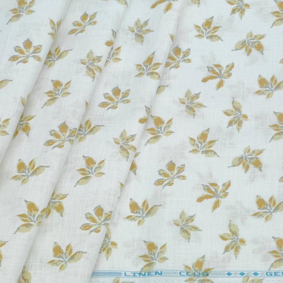 Shirt Fabric Linen Club Pure Linen Printed Colour Golden N White
