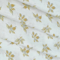 Shirt & Kurta Fabric Linen Club Pure Linen Printed Colour Golden N White