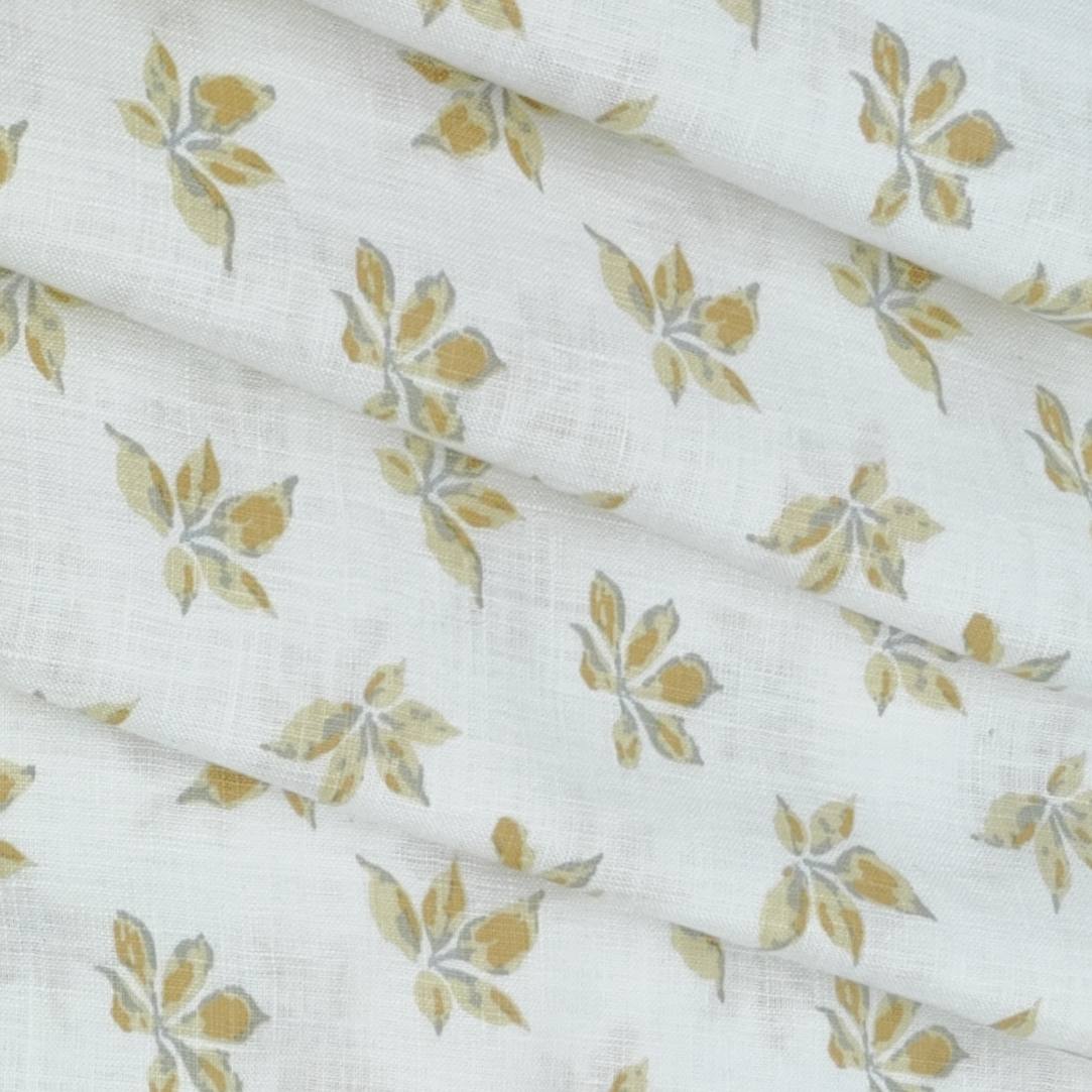 Shirt Fabric Linen Club Pure Linen Printed Colour Golden N White