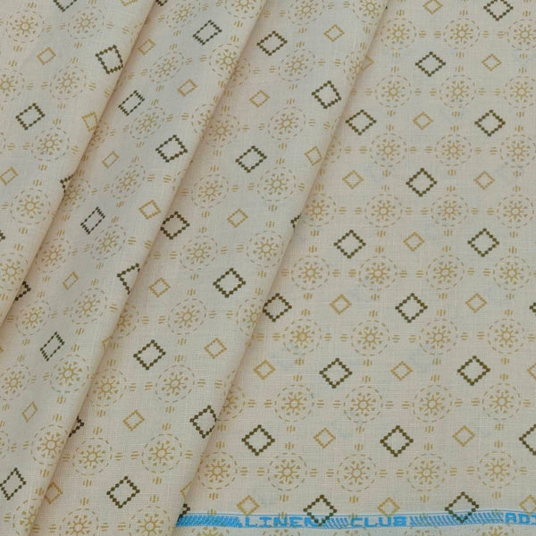 Shirt & Kurta Fabric Linen Club Pure Linen Printed Colour Brown