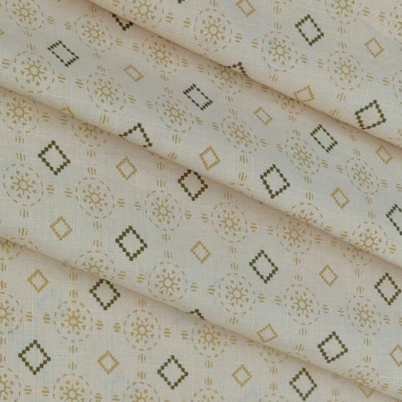 Shirt & Kurta Fabric Linen Club Pure Linen Printed Colour Brown