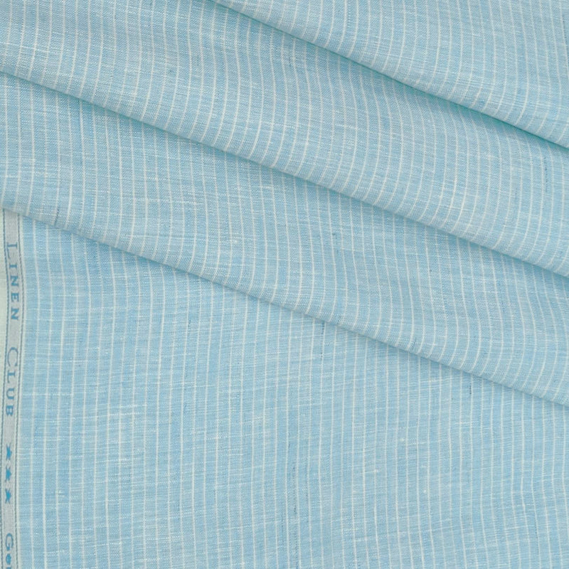 Shirt & Kurta Fabric Linen Club Pure Linen Pin Lining Colour Sea Blue