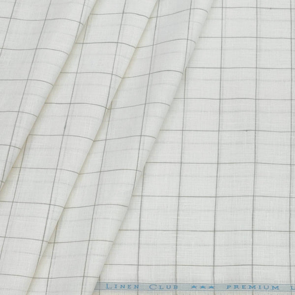 Shirt & Kurta Fabric Linen Club Linen Cotton Mix Broad Check Colour Brown N White