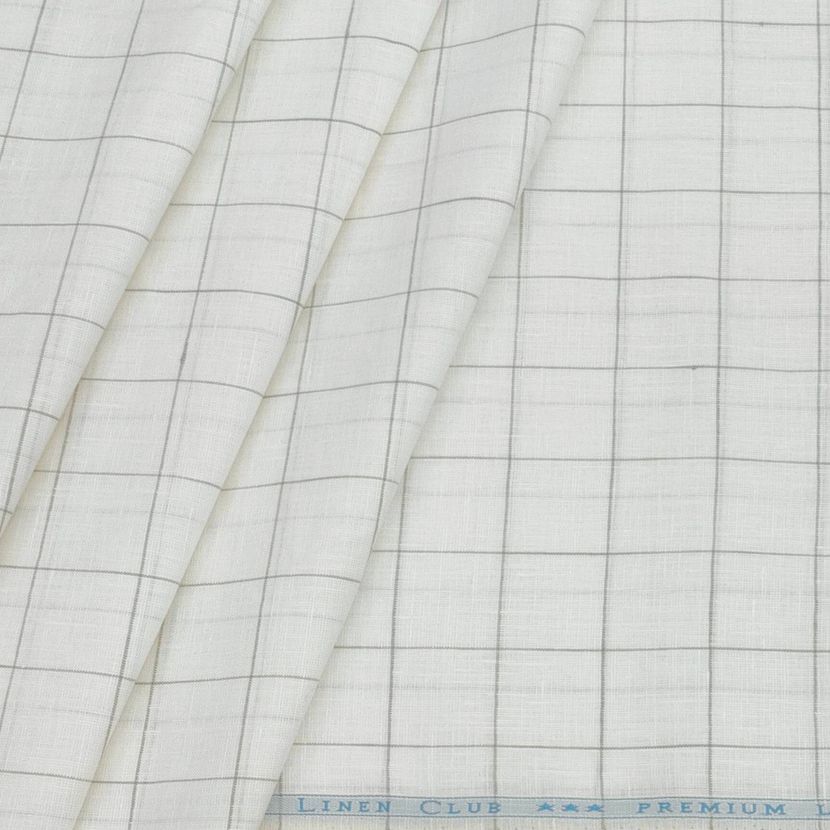 Shirt Fabric Linen Club Pure Linen Check Colour Light Brown N Off White