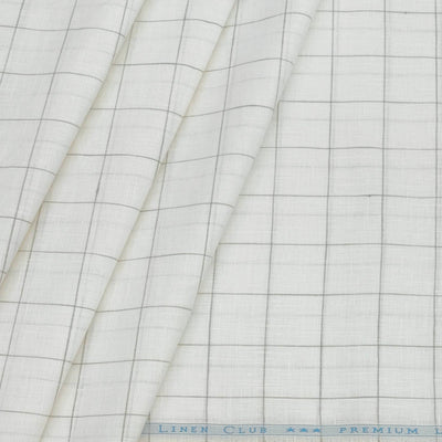 Shirt Fabric Linen Club Pure Linen Check Colour Light Brown N Off White