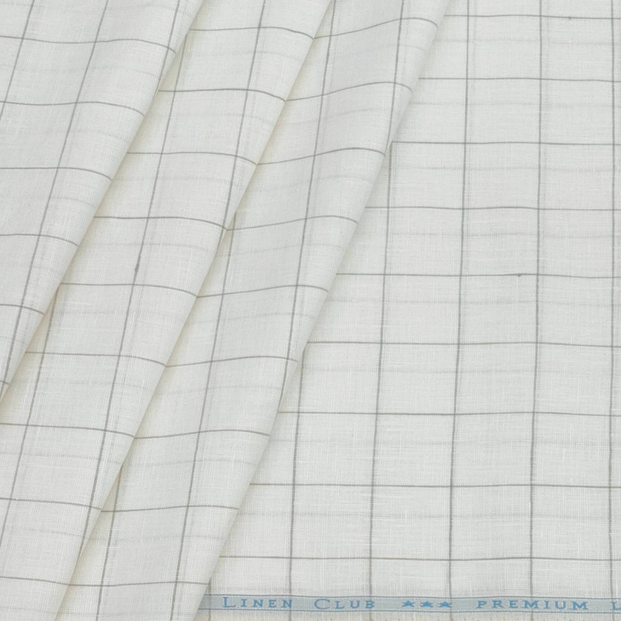 Shirt Fabric Linen Club Linen Cotton Mix Broad Check Colour Brown N White