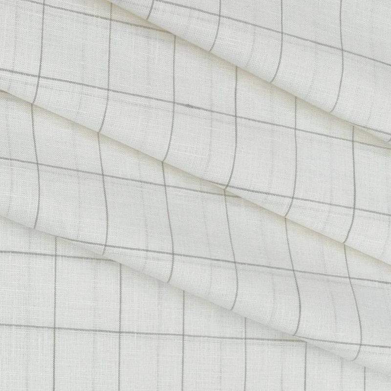 Shirt & Kurta Fabric Linen Club Linen Cotton Mix Broad Check Colour Brown N White