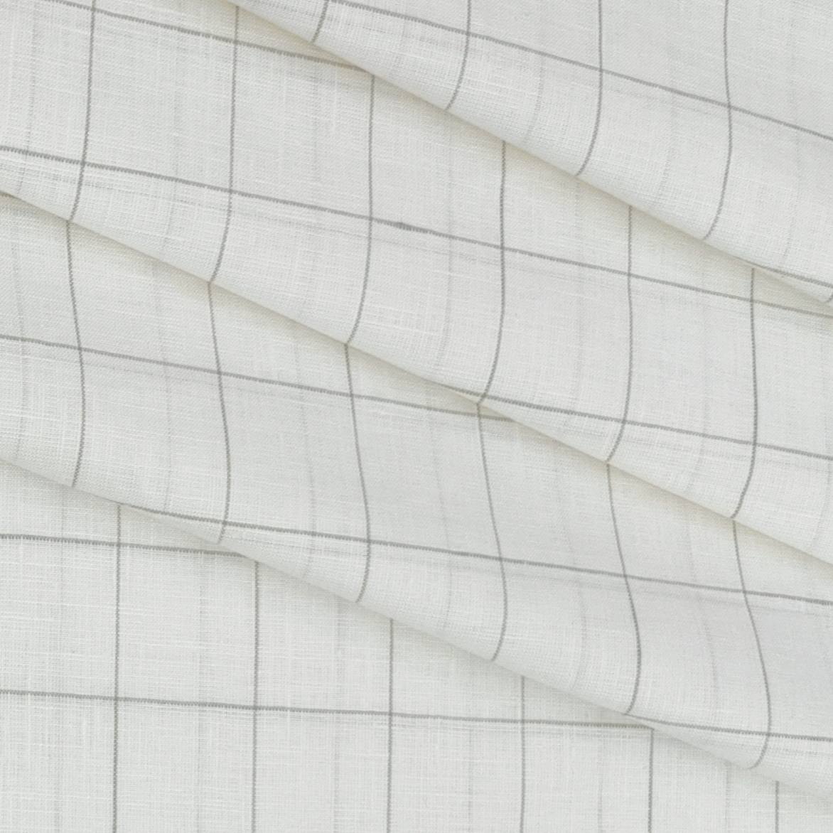 Shirt Fabric Linen Club Pure Linen Check Colour Light Brown N Off White
