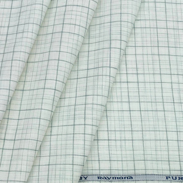 Shirt & Kurta Fabric Raymond Pure Linen Mix Check Colour Green N White