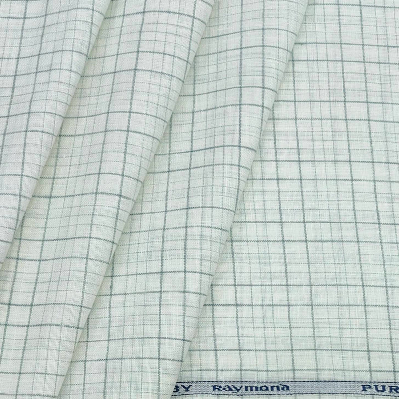 Shirt & Kurta Fabric Raymond Pure Linen Mix Check Colour Green N White