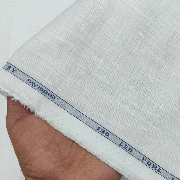 Shirt Fabric Raymond 130 LEA Pure Linen Plain Colour White