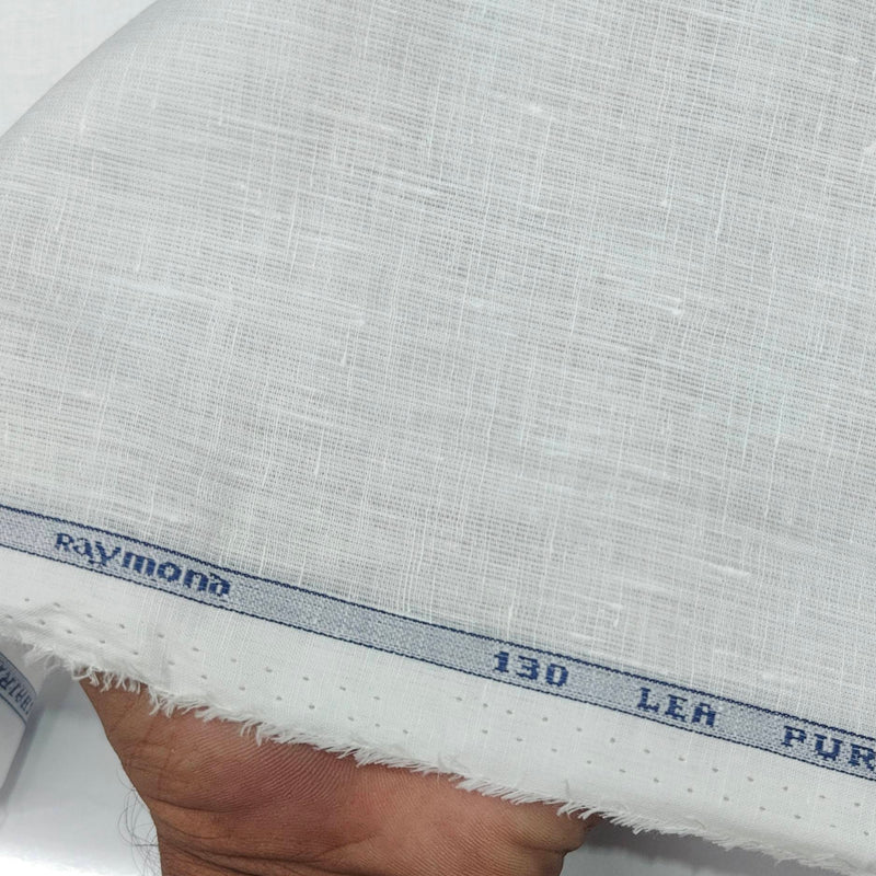 Shirt Fabric Raymond 130 LEA Pure Linen Plain Colour White
