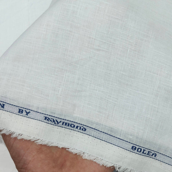 Shirt Fabric Raymond 80 LEA Pure Linen Plain Colour White