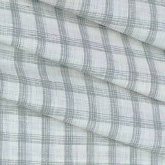 Shirt & Kurta Fabric Linen Club Pure Linen Broad Check Colour Grey N  White