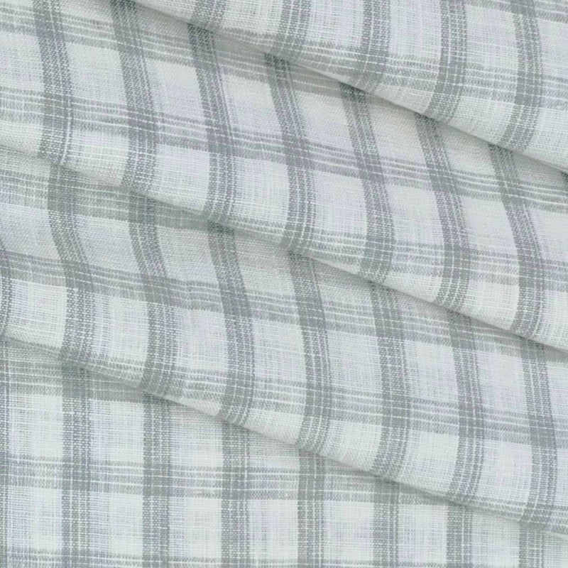 Shirt & Kurta Fabric Linen Club Pure Linen Broad Check Colour Grey N  White