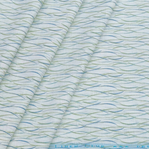 Shirt & Kurta Fabric Linen Club Linen Blended Printed Colour Green N White