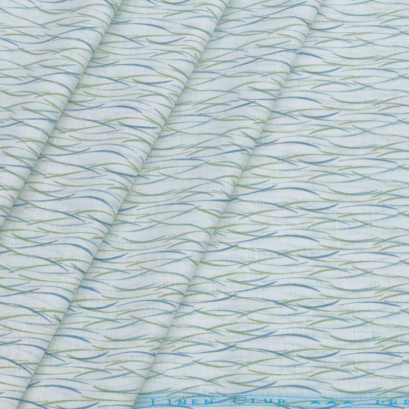 Shirt & Kurta Fabric Linen Club Linen Blended Printed Colour Green N White